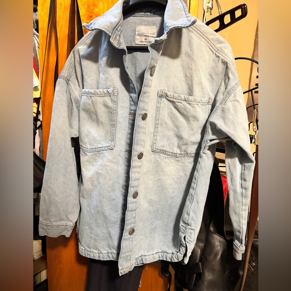 XS celebrity pink oversized denim jacket